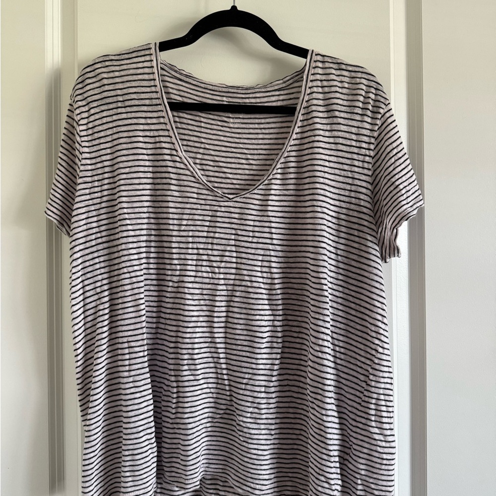 GAP Black and Light Pink Striped Short Sleeve Tee